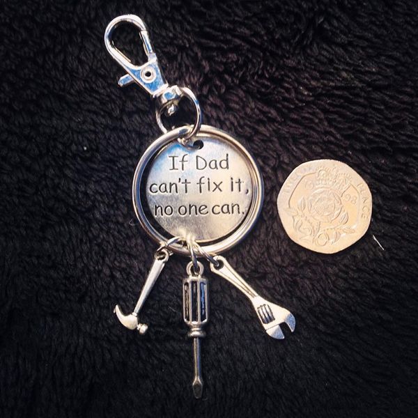 

mini tools keychain " if dad can't fix it no one can " father gift for daddy's gift ytt5431, Silver