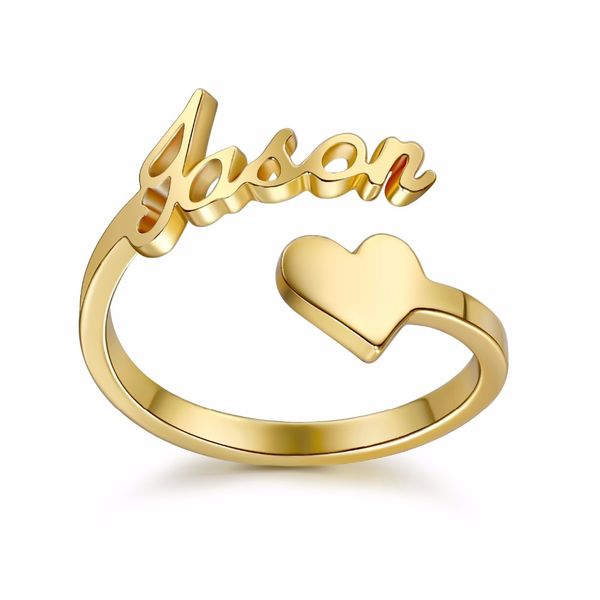 Anel espiral feito sob encomenda do ouro de 3um anel personalizado com placa de identificação feito sob encomenda do coração para o presente da lembrança da graduação do amante dos pares