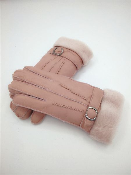 

- new quality female wool gloves winter fashion woman warm gloves genuine leather quality, Blue;gray