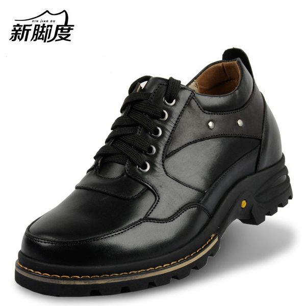 

xd2030-1extra height increasing elevated tall leather motorcycle shoes / boots for fashion men,heightening 9cm taller, Black