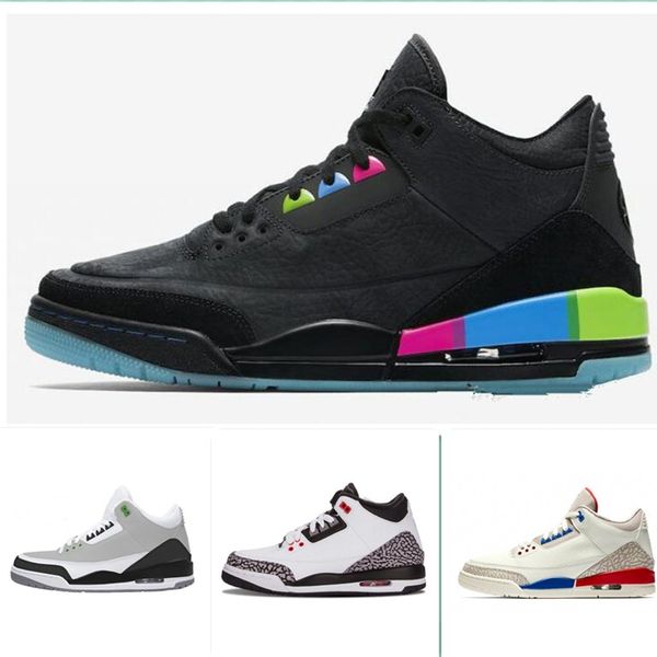 

Mens basketball shoes 3s Quai 54 chlorophyll Tinker Fire Red White Black Cement Fire Red True Blue Pure White Sports sneaker Size 7-13