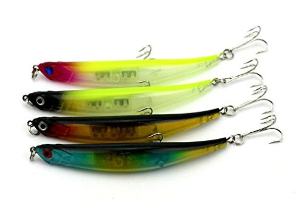 

lenpaby 4pcs 11.5cm hard plastic bent minnow fishing lures bass wobble swimbaits bass trout fishing tackles for saltwater and freshwater