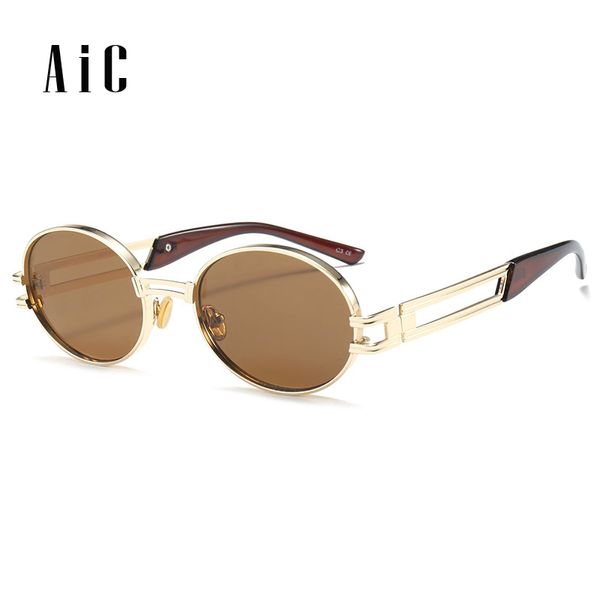 

aic round steampunk sunglasses men women fashion glasses brand designer retro metal frame vintage sunglasses uv400, White;black