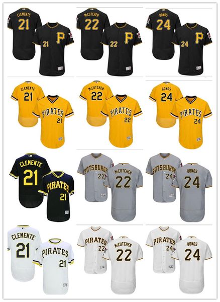 

custom men women youth majestic 2019 pirates jersey #24 barry bonds 8 willie stargell 22 mccutchen 21 roberto clemente jerseys, Blue;black