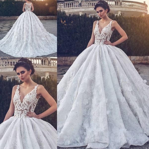 

vintage arabic ball gown wedding dresses sheer neck appliques tulle satin saudi long wedding gowns castle church bridal dress, White