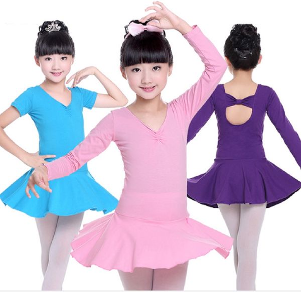 Kinder Mädchen klassisches Langarm-Tanz-Ballettkleid mit Schleife-Design