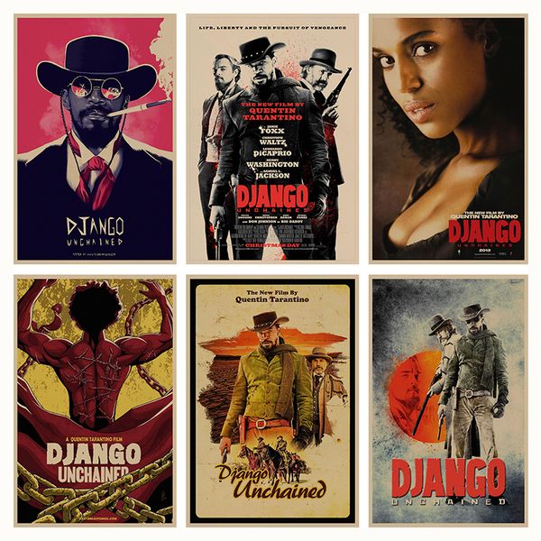 

django unchained quentin tarantino retro poster retro kraft paper bar cafe home decor painting wall sticker