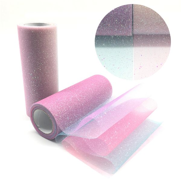 Grosshandel Regenbogen Glitter Tulle Roll Kristall Pailletten