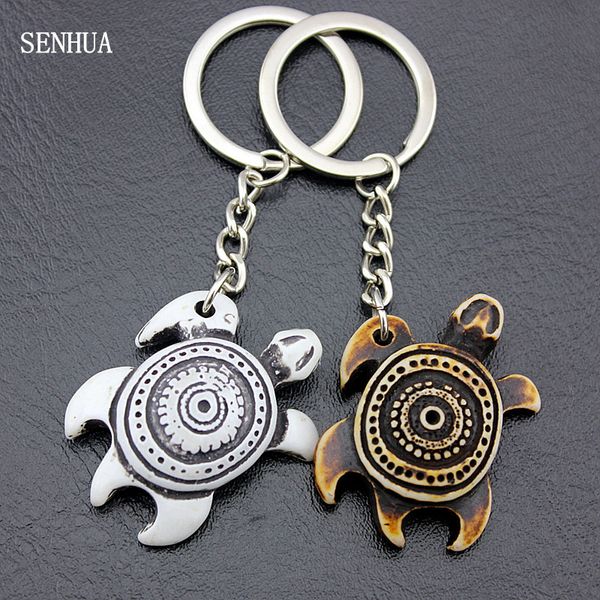 

jewelry wholesale 12pcs new imitation yak bone sea turtles keyrings for men women's jewelry cute tortoise keychains car key rings gifts, Slivery;golden