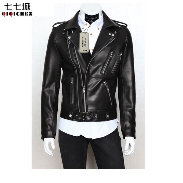 

2017 new arrival brand motorcycle leather jackets men's leather jacket jaqueta de couro masculina mens jackets coats, Black
