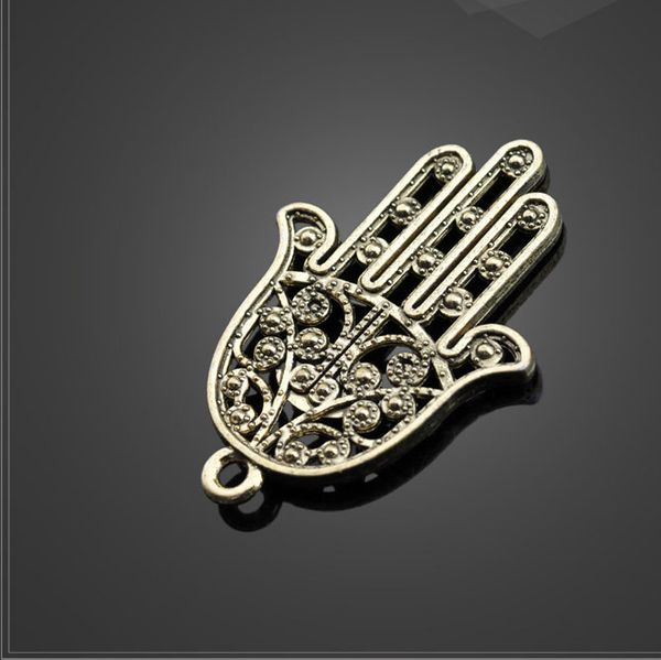

20 шт. / лот 28.2 мм * 41.7 мм античная посеребренная религиозный большой размер хамса подвески для рук кулон для ювелирных изделий diy изго, Bronze;silver