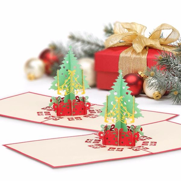 merry christmas gift cards 3d xmas tree laser pop up folding type greeting card for navidad natal new year party favors cards purchasing gift cards christmas gift card images