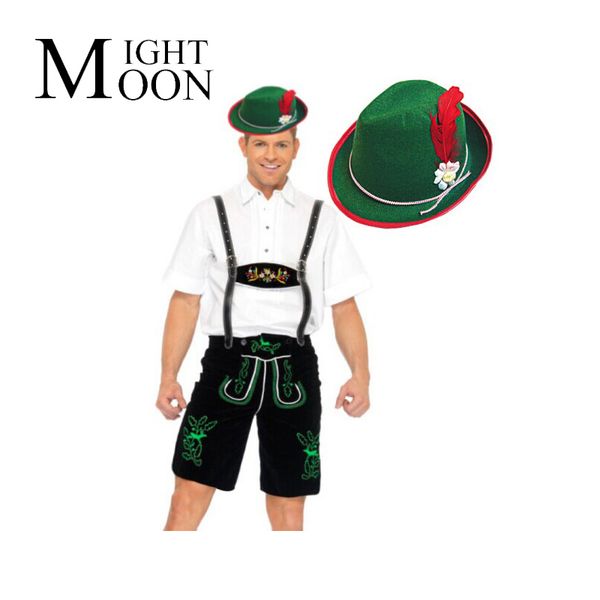 

moonight oktoberfest costume men lederhosen octoberfest bavarian beer clothes, Black;red