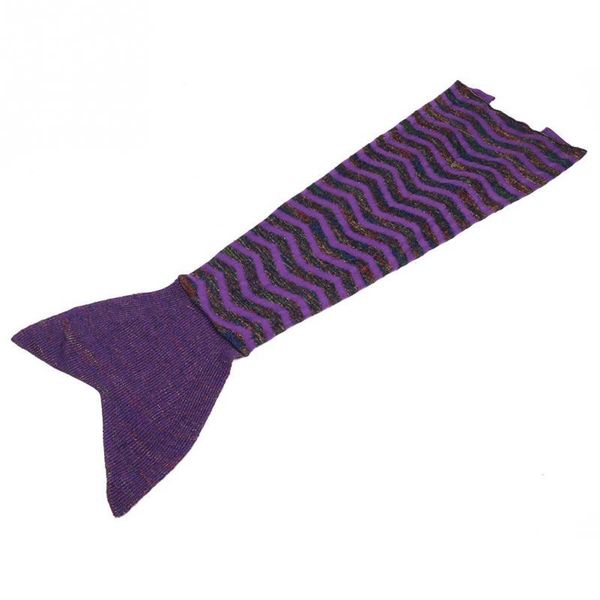 

fashion stripe mermaid tail blanket crochet & kids soft kintted rug purple