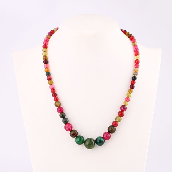 

fashion crystal chakra rock necklace reiki natural rock stone quartz colorful stone pendant women gifts multicolor dragon agate, Silver