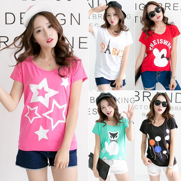 

women plus size loose short-sleeved t-shirt female fat bat shirt letters printed causal blouse, White