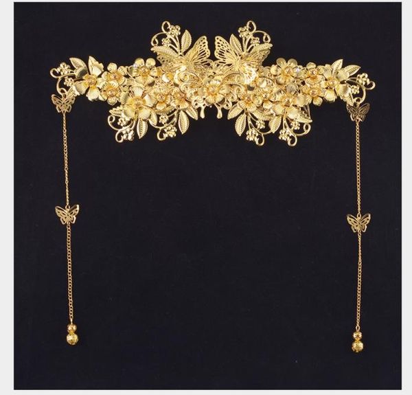 

brides, chinese brides, headdress, golden costumes, toast, hairdressing, decoration, wedding accessories, Slivery;golden