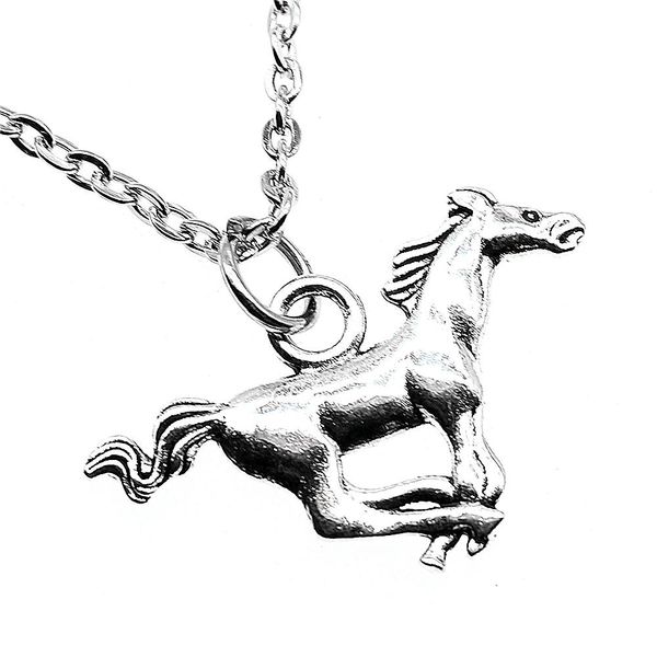 

wysiwyg 5 pieces metal chain necklaces pendants vintage necklace handmade running horse 28x17mm n2-b13675, Silver