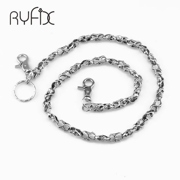 

hip hop men's skeleton black gunmetal wallet chain biker trucker keychain punk wide heavy waist jeans chain dr51, Silver