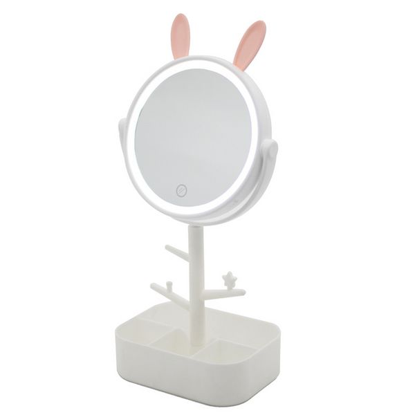 

portable led sensing lighted makeup mirror vanity compact deskcosmetic travel hand pocket mirrors women stand round