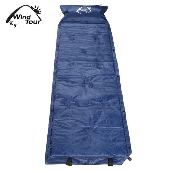 

outdoor single camping picnic inflatable mattress soft tent cushion folding sleep waterproof mat moisture-proof pad with pillow