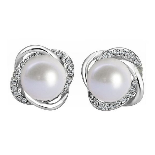 

Женские серьги-гвоздики Белый Жемчуг Золотой сплав серебра Девушка Леди Простые
