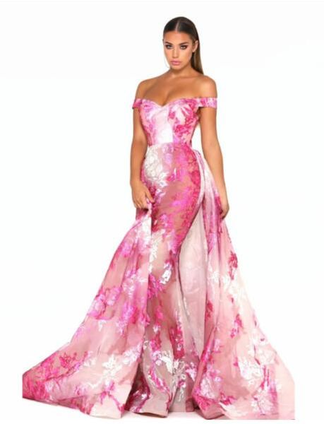 

evening dress long dress bateau printed off shoulder dazzing customable all sizes cool dazzling ruffls, Red