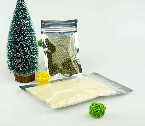 

Tran lucent aluminium foil zip lock bag 9x16cm 200piece ilver front clear metallic foil pla tic pouch food packing ack can print logo