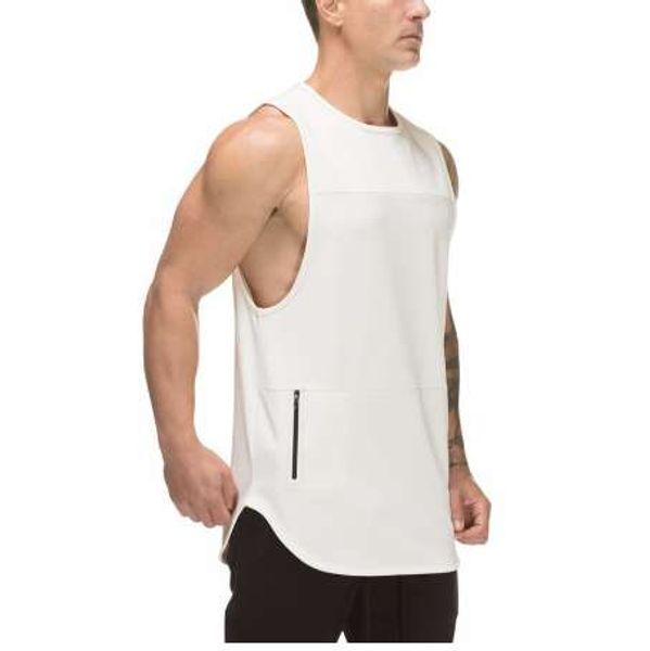 

brand mens zipper sleeveless t shirts summer cotton male tank gyms clothing bodybuilding undershirt fitness tank, White;black