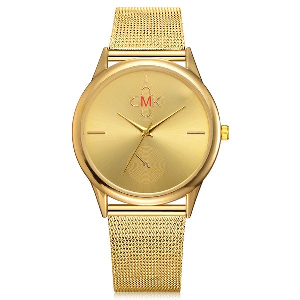 

Простой стиль мода золотые часы женщины мода платье сетки группа стали Кварцевые