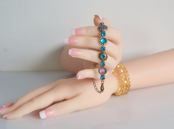

flexible soft silicone flectional mannequin hand model fake hand for jewelry show nail art practice display tool, Khaki
