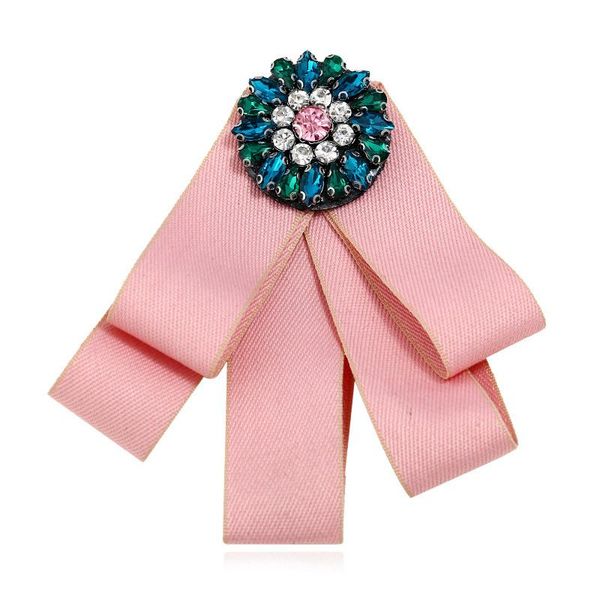 

2018 new preppy chic clothing brooches rhinestone flower bow tie fashion accessory women belt brooch 3 colors wholesale, Gray
