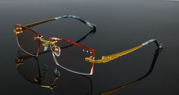 

24k luxury pure titanium commercial eyeglasses frame diamond cutting edges eyewear frame decorations optical glasses, Silver