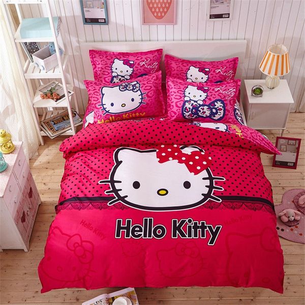 Hello Kitty Cartoon Bedding Set Kids With Duvet Cover Bed Sheet