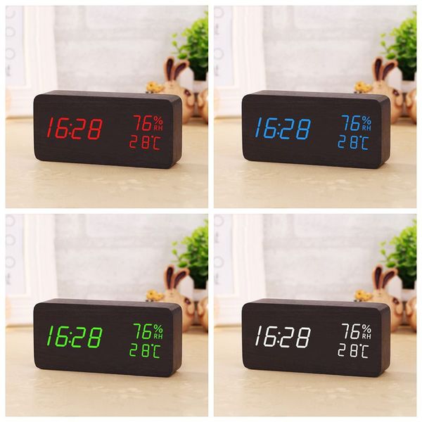 2019 Wooden Led Alarm Clock Table Clock Led Desk Clock With