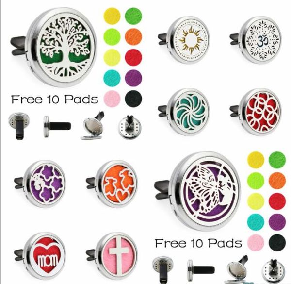 

car essential oil diffuser clip aromatherapy diffuser locket with 10pcs felt pads car diffuser lockets many style kka5855