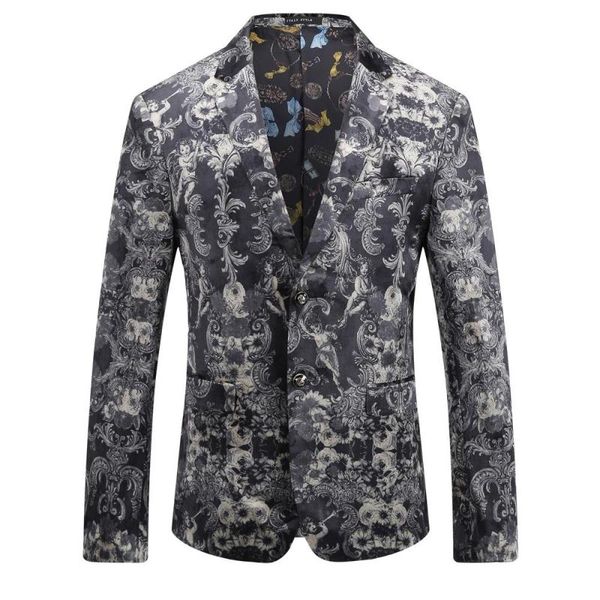 

floral casual blazer men male blazer 2017 autumn new arrival fashion slim fit men suit asian size men's, White;black