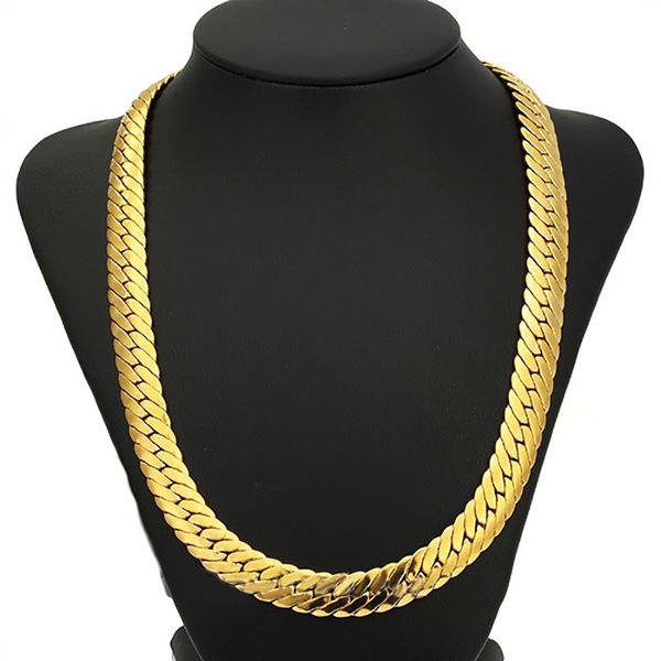 

Curb Cuban Gold Color Chain For Men 18K Heavy Charming Fine Jewelry 12MM Choker Hip Hop Miami Rope Rapper Necklace Hot Sale FreeShipping