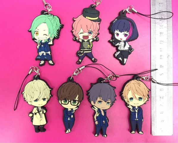 

7pcs/set project omohisa kitakado korekuni ryuji kaneshiro japanese original anime rubber mobile phone charms keychain strap, Silver