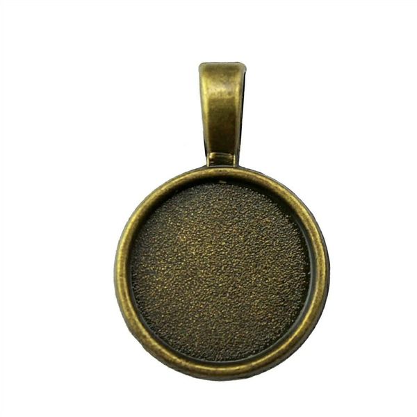 

25 pieces cabochon cameo base tray bezel blank jewelry accessories perforation side-on inner size 16mm round necklace pendant setting, Slivery;crystal
