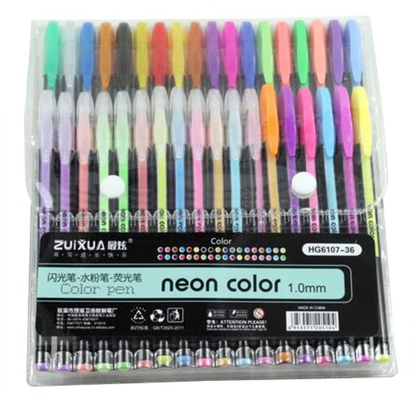 

zuixuan 36 gel pens set, color gel pens glitter metallic good gift for coloring, kids, sketching, painting, drawing