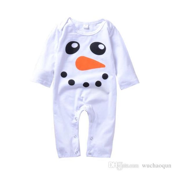 

2018 new cute snowman baby romper newborn boy girl clothes cotton long sleeve white jumpsuits pajamas spring autumn christmas babys clothes, Blue