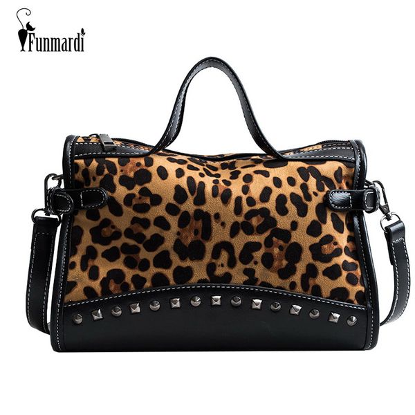 

funmardi vintage rivet ladies handbags leopard crossbody bags women shoulder bag pu leather messenger bag handle wlhb1813
