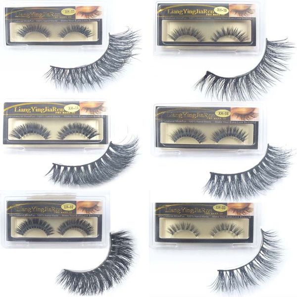 

50pairs/lot handmade synthetic mink hair false eyelashes natural thick long cross fake eye lashes cosmetic makeup extension tools