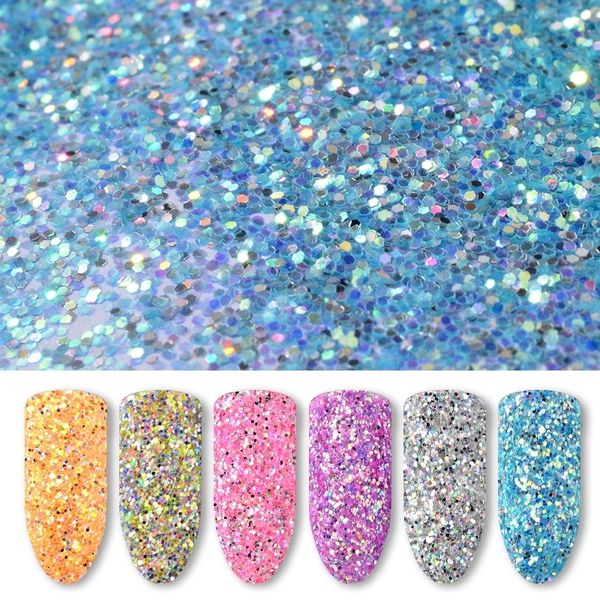 

6 boxes/set mixed nail glitter powder sequins shiny laser colorful nail flakes iridescent flakies for art decorations, Silver;gold