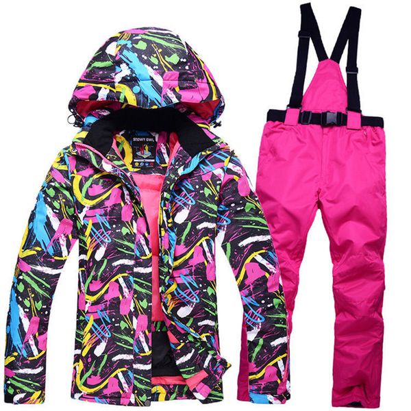 

the ladies ski suits snowboard suits waterproof and windproof 10000 winter snow + bibs warm ski pants