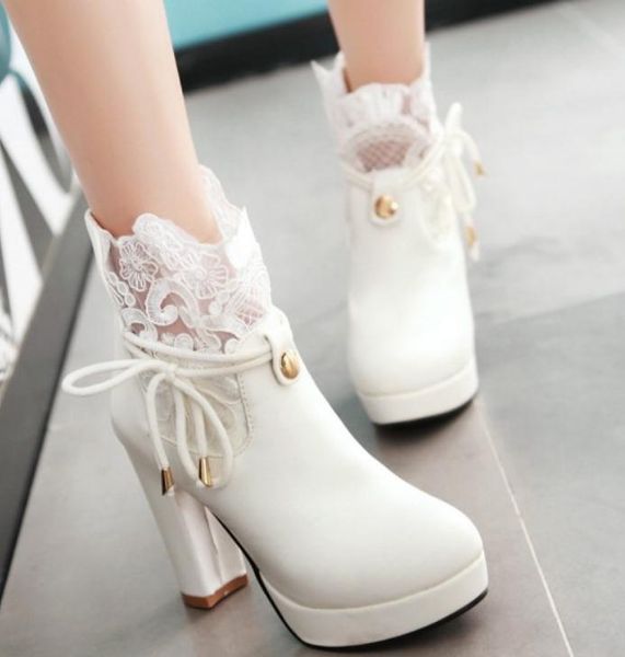 

send 2018 autumn winter high heel coarse heel martin boots women's short boots, Black