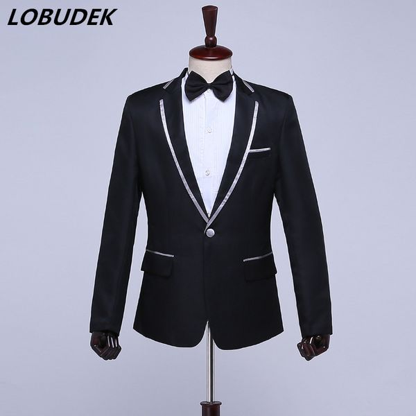 

male wedding groom jacket coat studio shooting host costumes men's singer stars show stage wear performance clothing outerwear, White;black