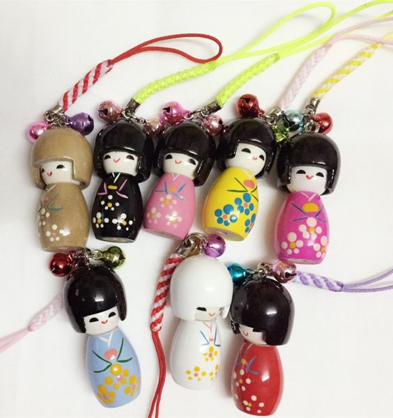 

wholesale 10 pcs japanese oriental kokeshi doll handbag charm, Silver