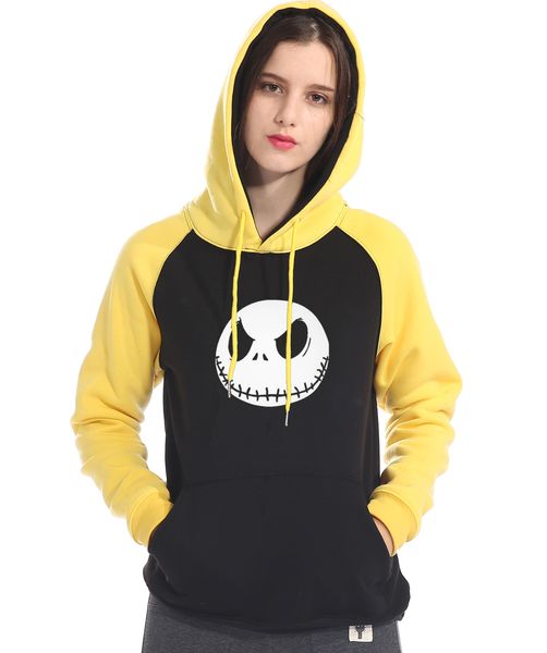 

tracksuits jack skellington pullovers women 2018 streetwear kpop brand raglan sleeve sweatshirts hip-hop long sleeves hoodies pp, Black